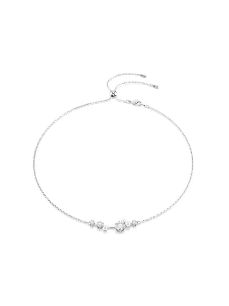 COLLANA CONSTELLA PLACCATO RODIO CON CRISTALLI BIANCHI E PERLE SWAROVSKI