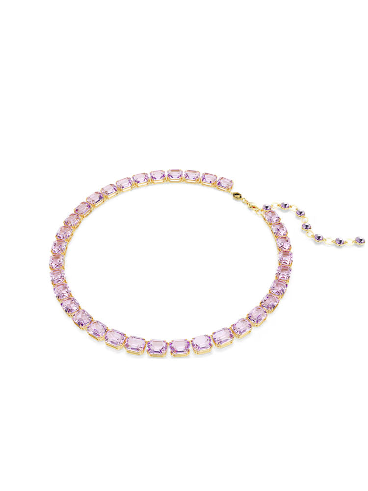 COLLANA DONNA MILLENIA TENNIS COLOR ORO CON CRISTALLI OTTAGONALI VIOLA SWAROVSKI