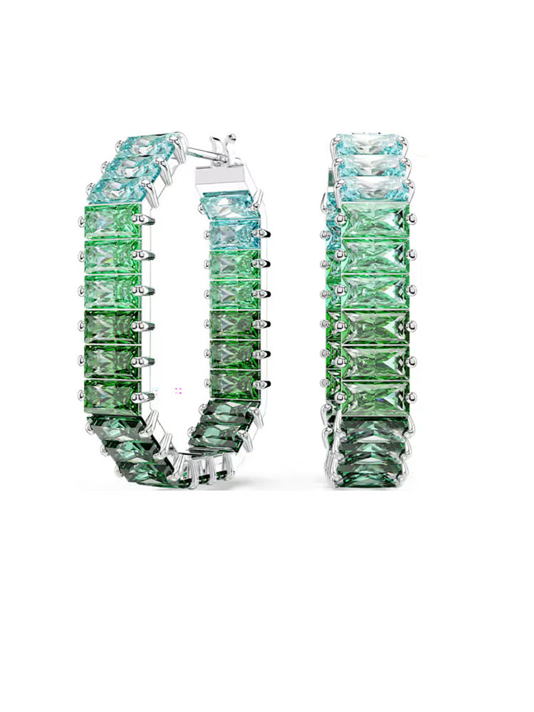 ORECCHINI DONNA MATRIX PENDENTI OTTAGONALI CON CRISTALLI BAGUETTE VERDI SFUMATI SWAROVSKI