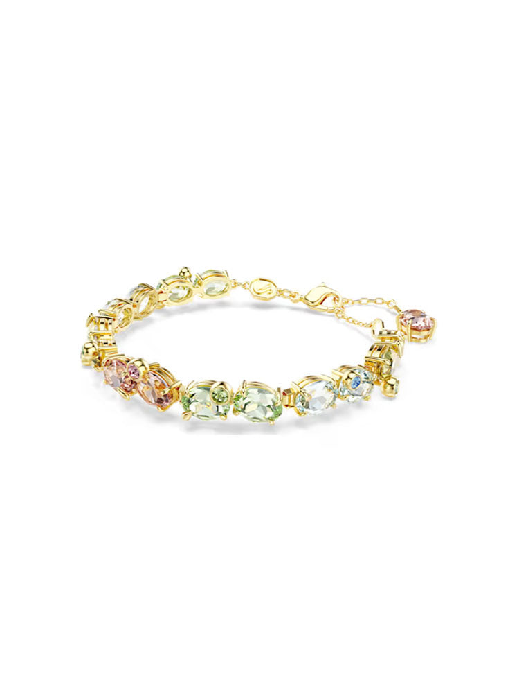 BRACCIALE DONNA GEMA TENNIS PLACCATO COLOR ORO CON CRISTALLI MISTI MULTICOLORE SWAROVSKI