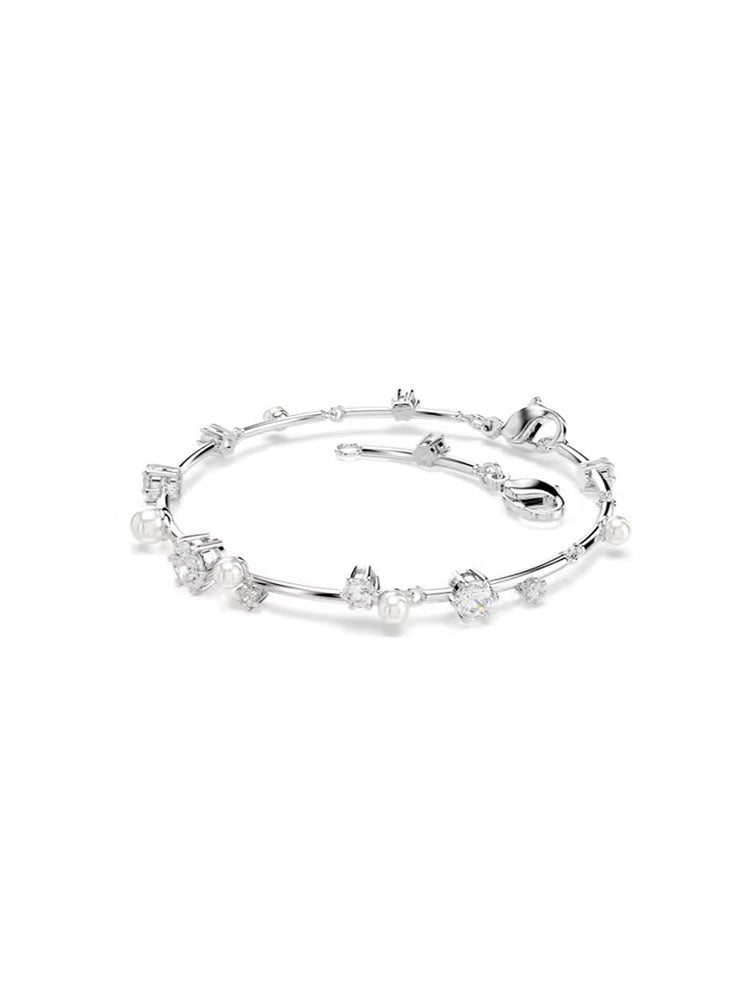 BRACCIALE DONNA CONSTELLA PLACCATO RODIO CON PERLE E CRISTALLI BIANCHI SWAROVSKI