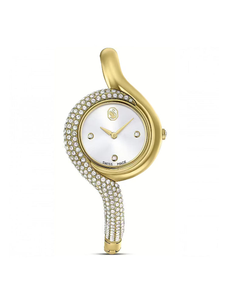 OROLOGIO DONNA DEXTERA ASIMMETRICO RIGIDO IN ACCIAIO DORATO SWAROVSKI