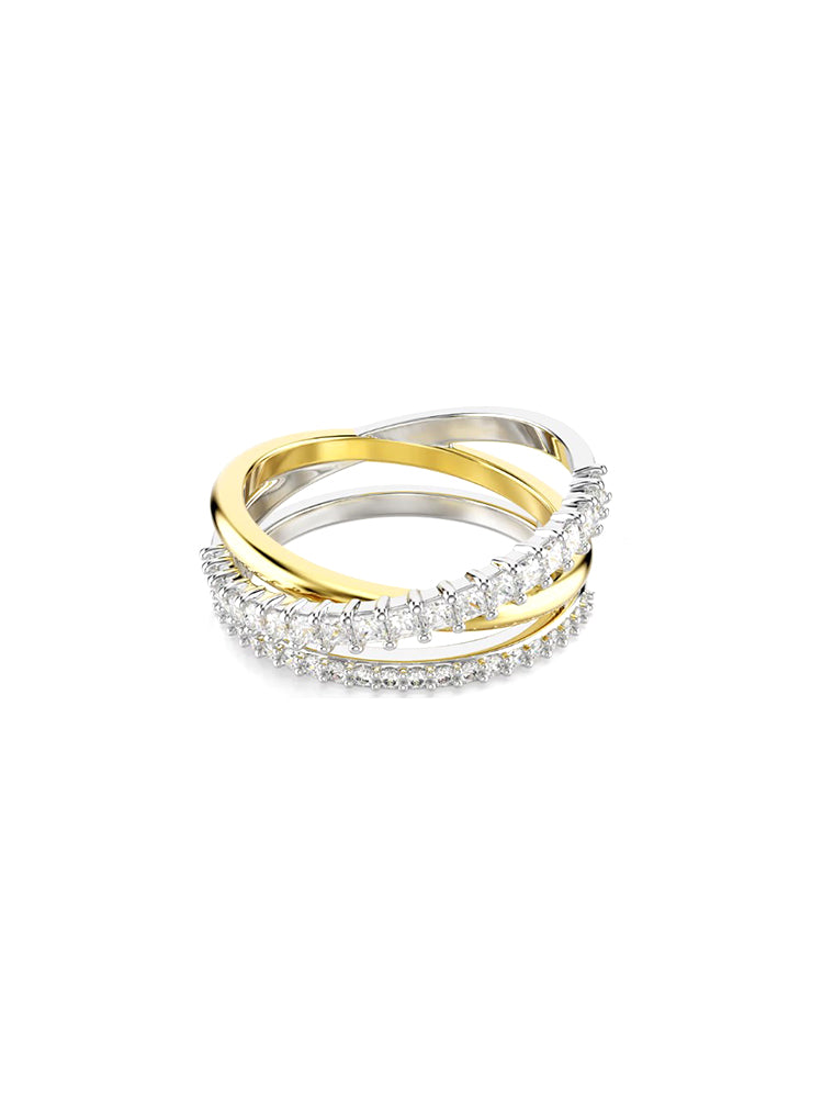ANELLO DONNA HYPERBOLA A FASCIA BICOLORE CON CRISTALLI BIANCHI MIS 52 SWAROVSKI