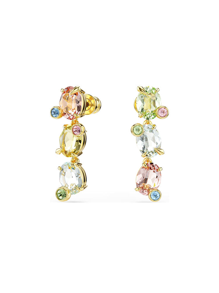 ORECCHINI DONNA GEMA PENDENTI COLOR ORO CON CRISTALLI MULTICOLOR SWAROVSKI