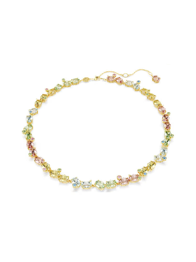 COLLANA DONNA GEMA TENNIS PLACCATA COLOR ORO CON CRISTALLI MULTICOLOR SWAROVSKI