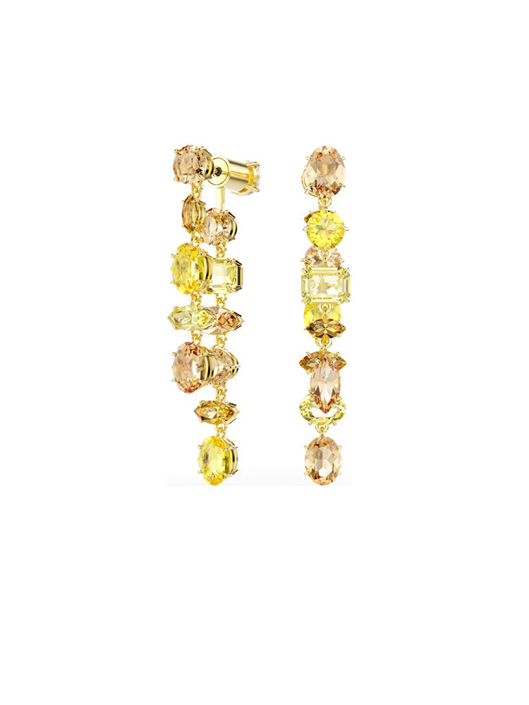 ORECCHINI DONNA GEMA PENDENTI LUNGHI COLOR ORO CON CRISTALLI GIALLI SWAROVSKI