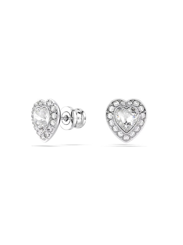 ORECCHINI DONNA A LOBO ARIANA GRANDE TAGLIO MISTO CUORE BIANCHI PLACCATO RODIO SWAROVSKI