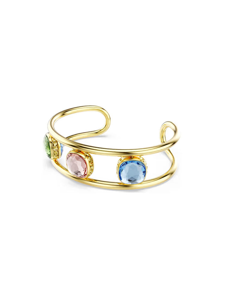 BRACCIALE DONNA CHROMA PLACCATO COLOR ORO CON CRISTALLI VERDI CUSHION SWAROVSKI