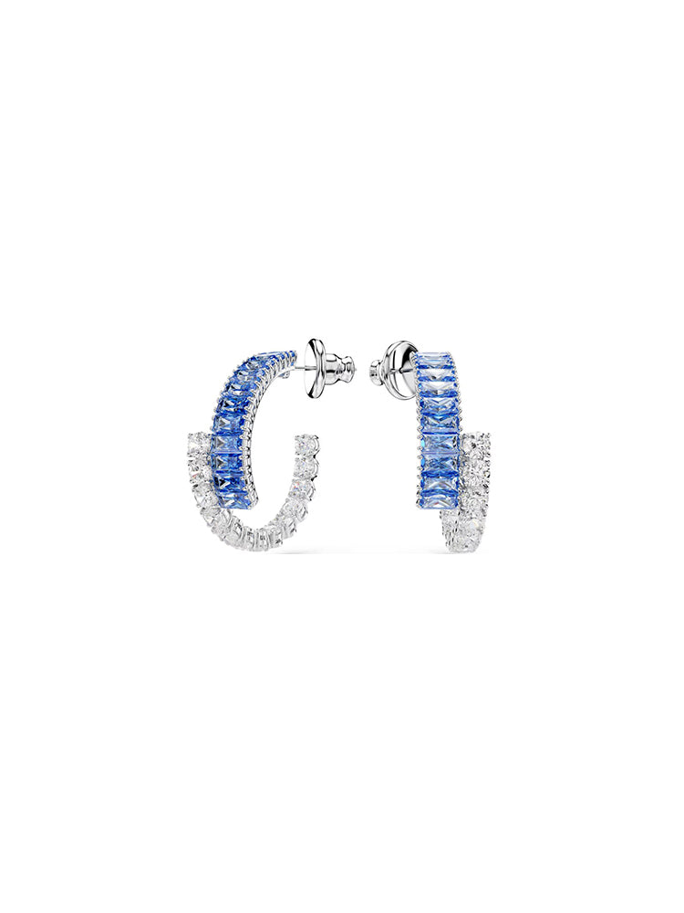 ORECCHINI DONNA MATRIX A CERCHIO CON ZIRCONI BIANCHI E BLU SWAROVSKI