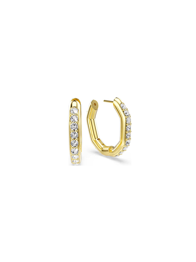 ORECCHINI DONNA A CERCHIO OTTAGONALE DORATI CON ZIRCONI BIANCHI SWAROVSKI
