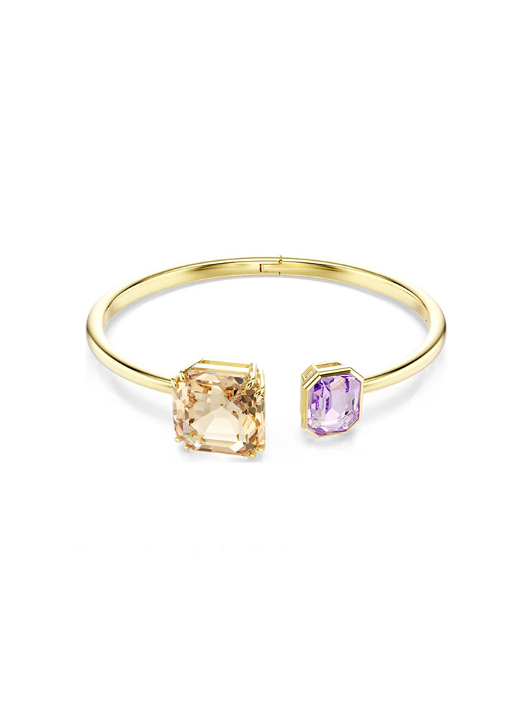 BRACCIALE DONNA RIGIDO MILLENIA COLOR ORO CON ZIRCONI TAGLIO OTTAGONALE MARRONE E VIOLA SWAROVSKI