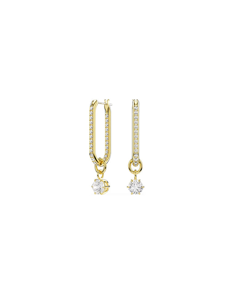 ORECCHINI DONNA CONSTELLA PENDENTI OVALI COLOR ORO CON ZIRCONI BIANCHI SWAROVSKI