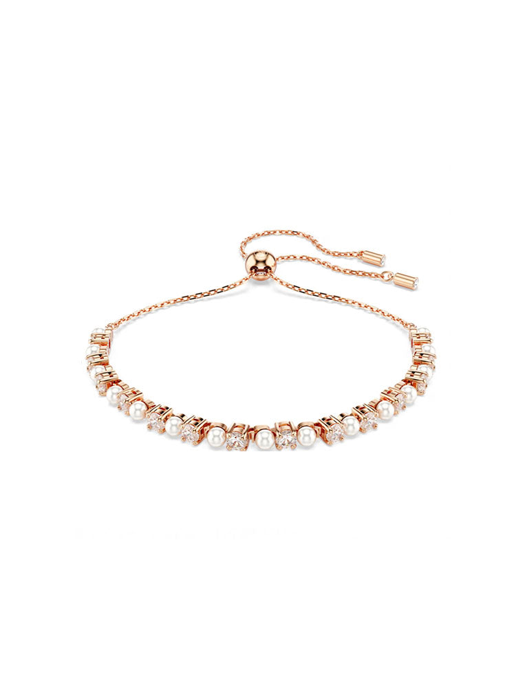 BRACCIALE DONNA MATRIX COLOR ORO ROSA CON CRISTALLI BIANCHI E PERLE SWAROVSKI