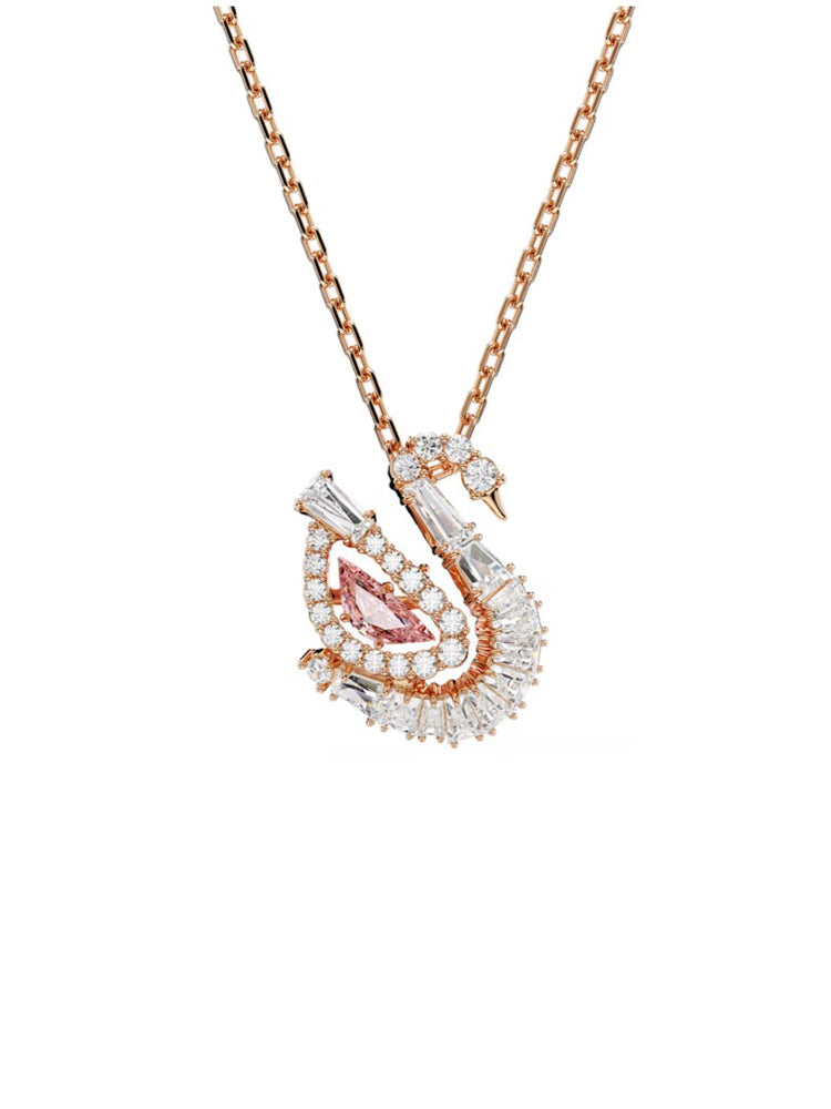 COLLANA DONNA SWAN CON CIGNO PENDENTE COLOR ORO ROSA SWAROVSKI