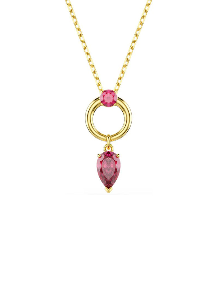 COLLANA DONNA MESMERA COLOR ORO CON PENDENTE A GOCCIA ROSSO SWAROVSKI