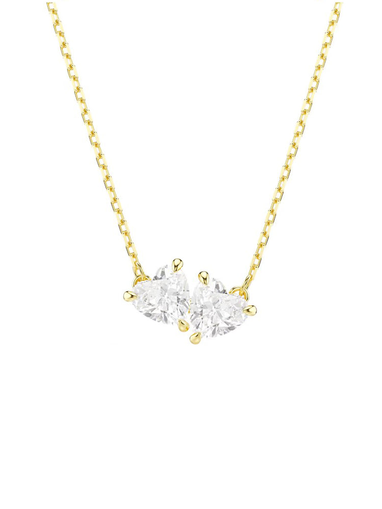 COLLANA DONNA MESMERA ATTRACT COLOR ORO CON CUORI BIANCHI CENTRALI SWAROVSKI