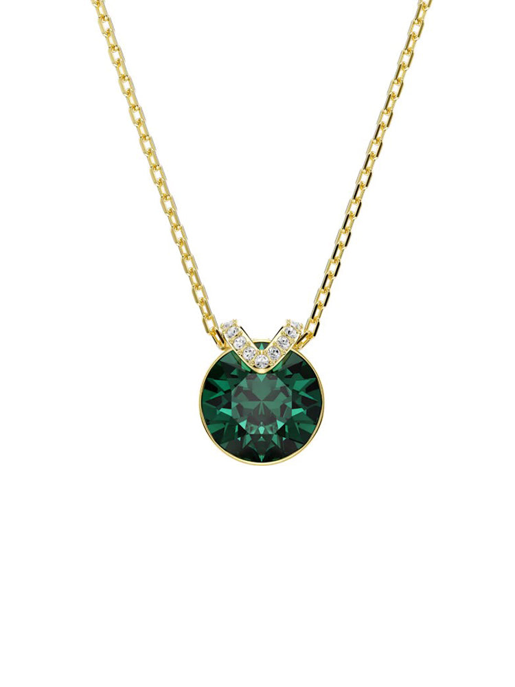 COLLANA DONNA BELLA V DORATA CON ZIRCONE VERDE PENDENTE SWAROVSKI