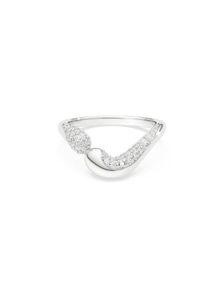 ANELLO DONNA CLASSICA APERTO IN ARGENTO STERLING E ZIRCONI MIS 58 SWAROVSKI