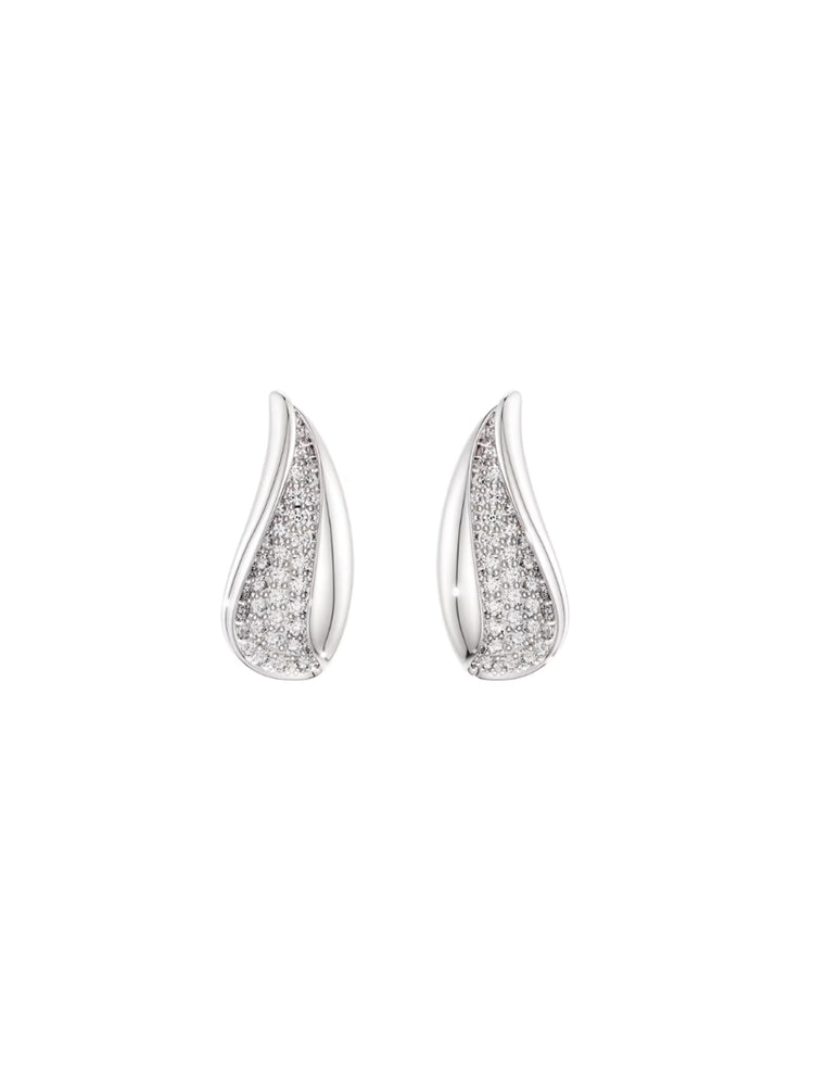 ORECCHINI DONNA PENDENTI A GOCCIA IN ARGENTO CON ZIRCONI BIANCHI SWAROVSKI