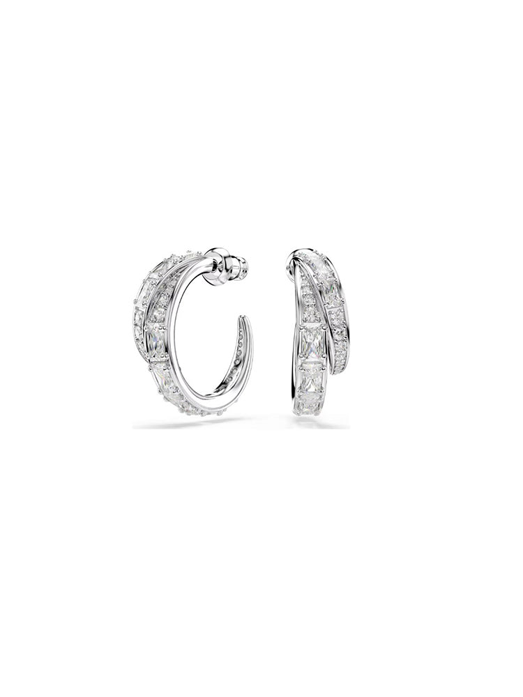 ORECCHINI DONNA VIENNA A CERCHIO CON ZIRCONI TAGLIO MISTO BIANCHI SWAROVSKI