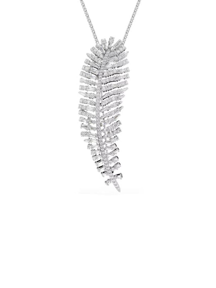 COLLANA DONNA VIENNA CON SPILLA PIUMA DI CRISTALLI BIANCHI SWAROVSKI