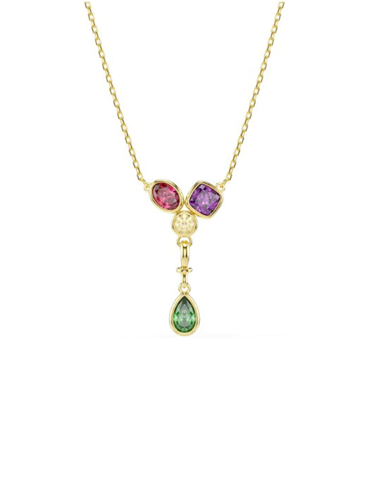 COLLANA DONNA IMBER A Y FINITURA ORO 18K CON ZIRCONI MULTICOLOR PENDENTI SWAROVSKI