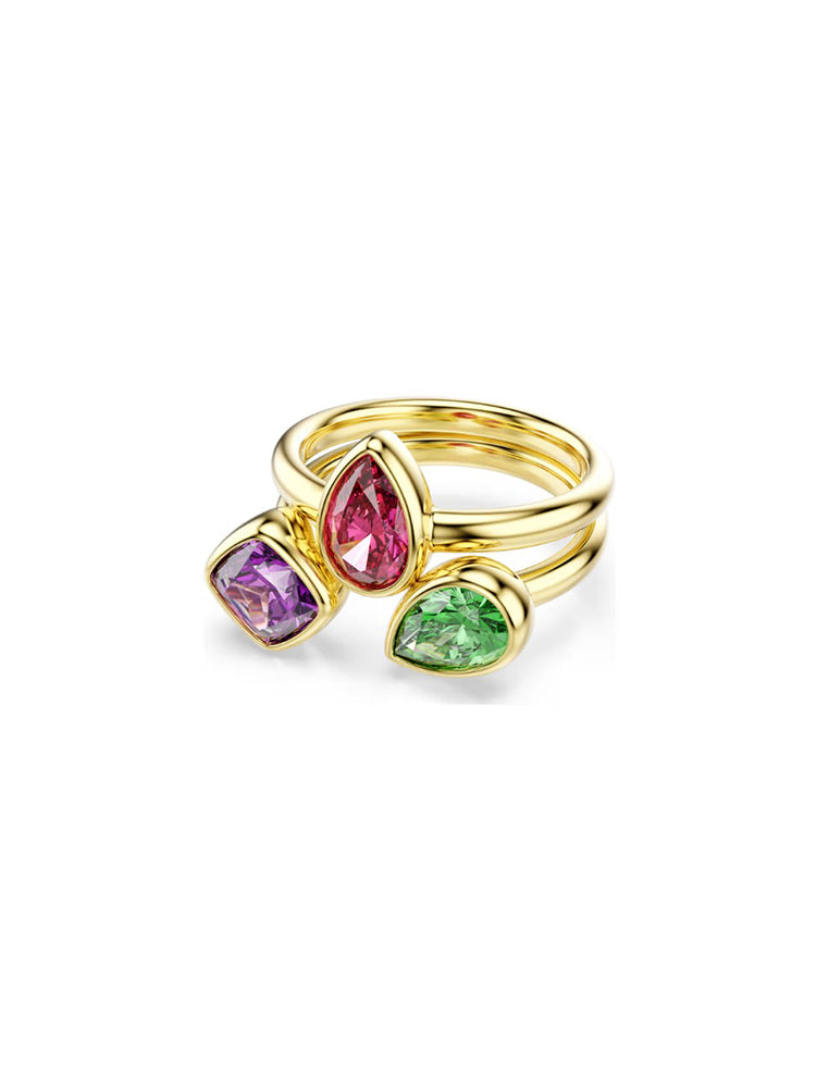 SET DUE ANELLI DONNA IMBER FINITURA ORO CON ZIRCONI MULTICOLOR MIS 55 SWAROVSKI