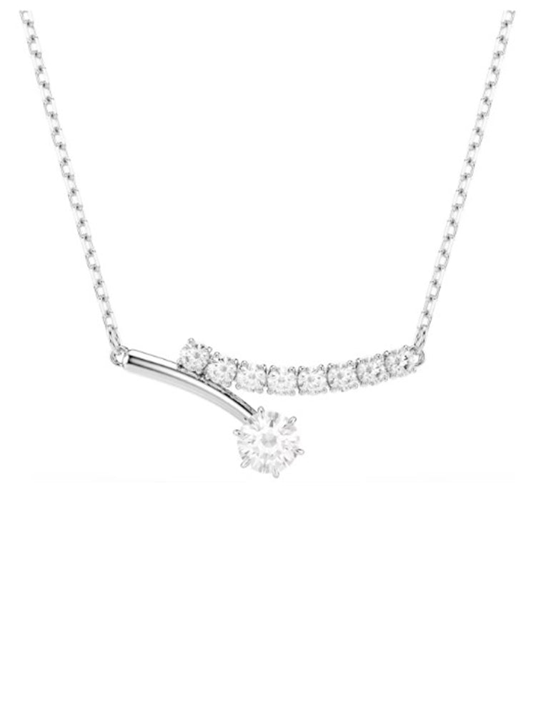 COLLANA DONNA MATRIX PLACCATA RODIO CON ZIRCONI BIANCHI ROUND SWAROVSKI