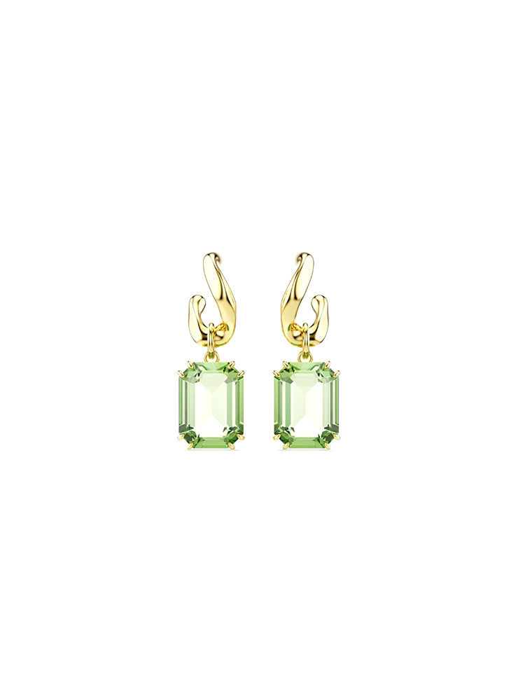 ORECCHINI DONNA MILLENIA DORATI PENDENTI CON CRISTALLO OTTAGONALE VERDE SWAROVSKI