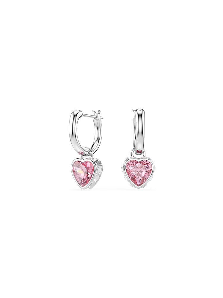 ORECCHINI DONNA A CERCHIO CON CUORE ROSA PENDENTE SWAROVSKI