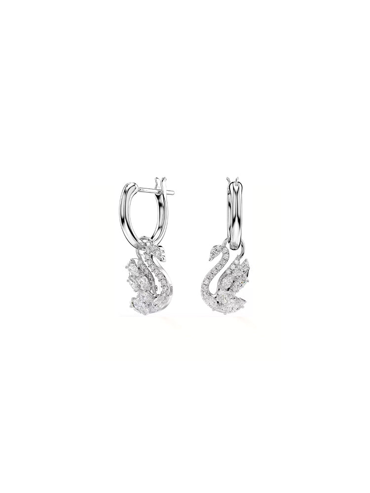ORECCHINI DONNA SWAN CIGNO PENDENTI BIANCHI SWAROVSKI