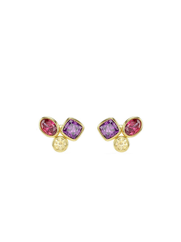 ORECCHINI DONNA A LOBO IMBER DORATI CON ZIRCONI MULTICOLOR SWAROVSKI