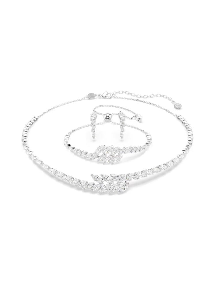 SET DONNA COLLANA ORECCHINI BRACCIALE MESMERA BIANCO SWAROVSKI