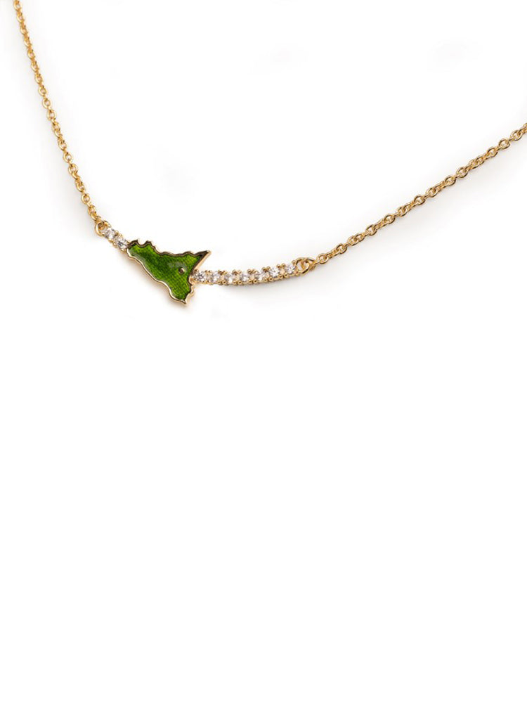 COLLANA DONNA CON SICILIA SMALTATA E CRISTALLI ISOLA BELLA