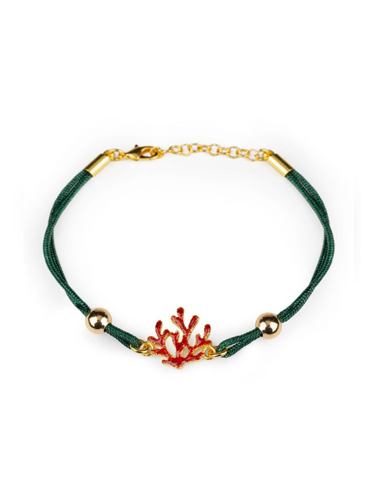 BRACCIALE UNISEX CON CORDINO E CORALLO SMALTATO ISOLA BELLA