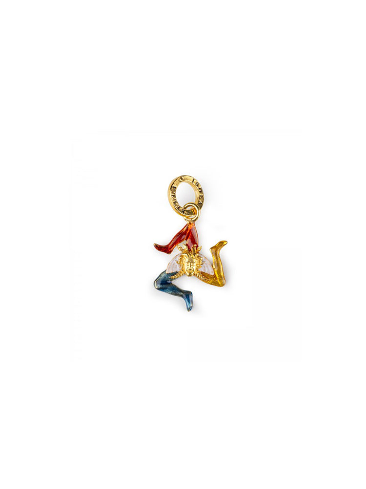 CHARM DONNA TRINACRIA PLACCATO ORO CON SMALTO ISOLA BELLA