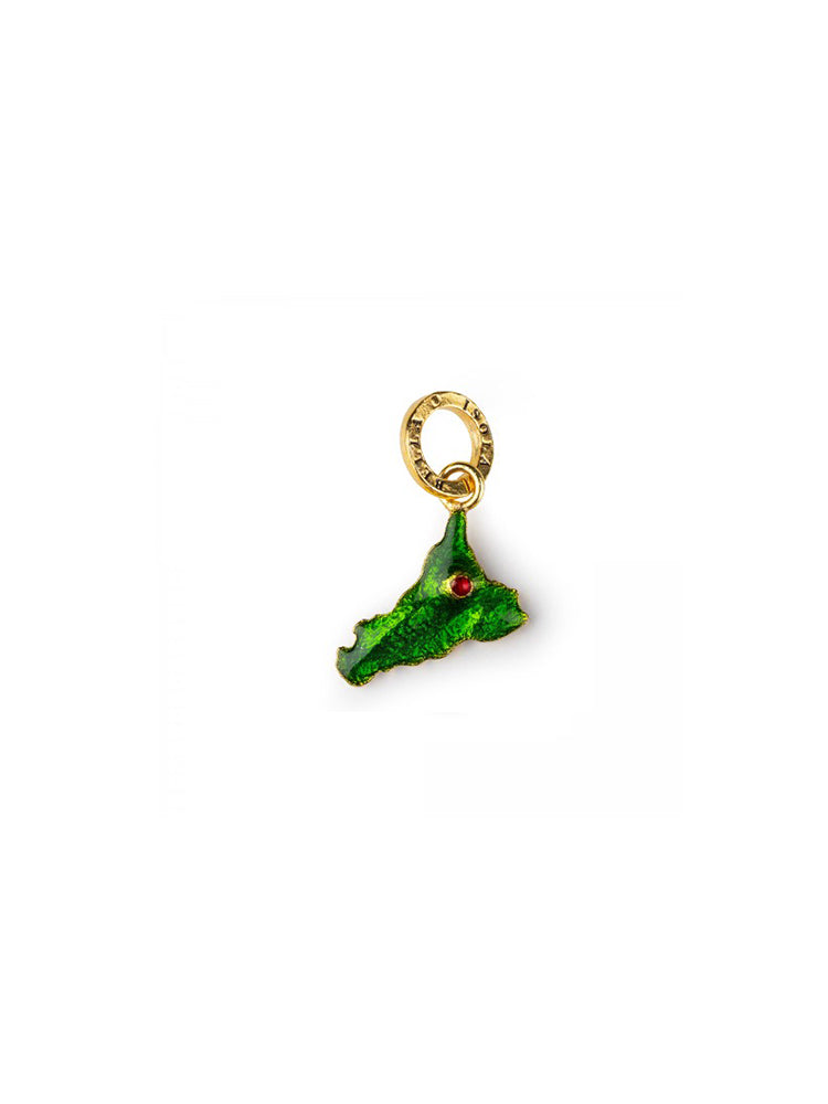 CHARM DONNA SICILIA PLACCATO ORO SMALTATO ISOLA BELLA