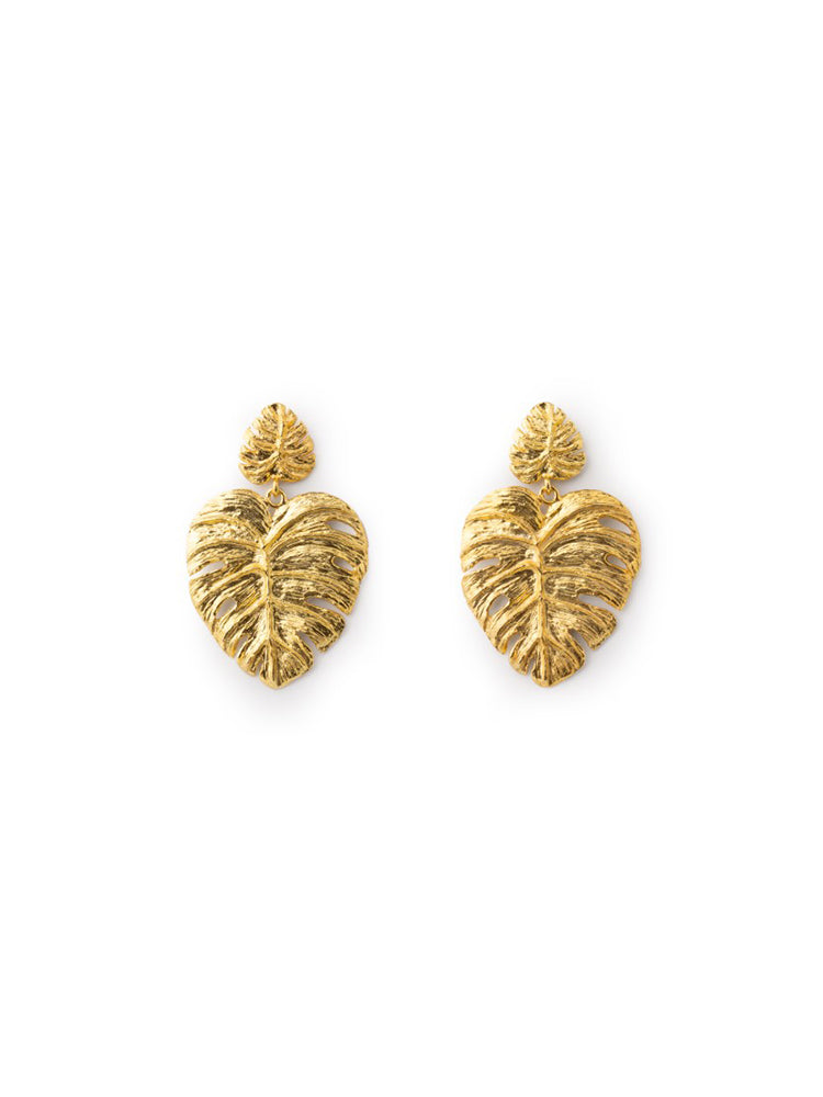 ORECCHINI DONNA PENDENTI MONSTERA GOLD ISOLA BELLA
