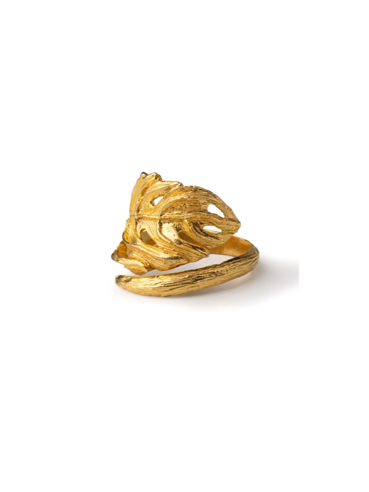 ANELLO DONNA MONSTERA PLACCATO ORO REGOLABILE ISOLA BELLA
