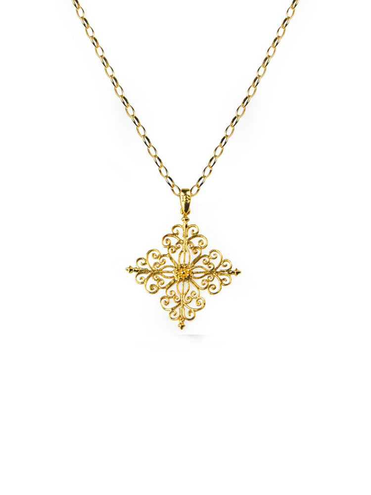 COLLANA DONNA PENDENTE BAROCCO PLACCATA ORO ISOAL BELLA