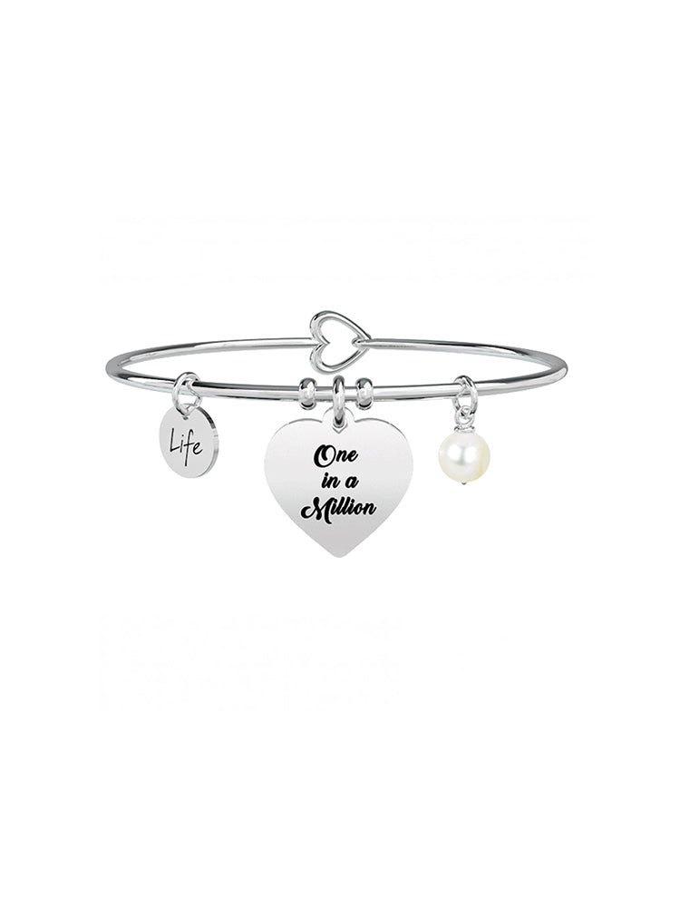 BRACCIALE DONNA LOVE - CUORE - ONE IN A MILLION CON PERLA KIDULT