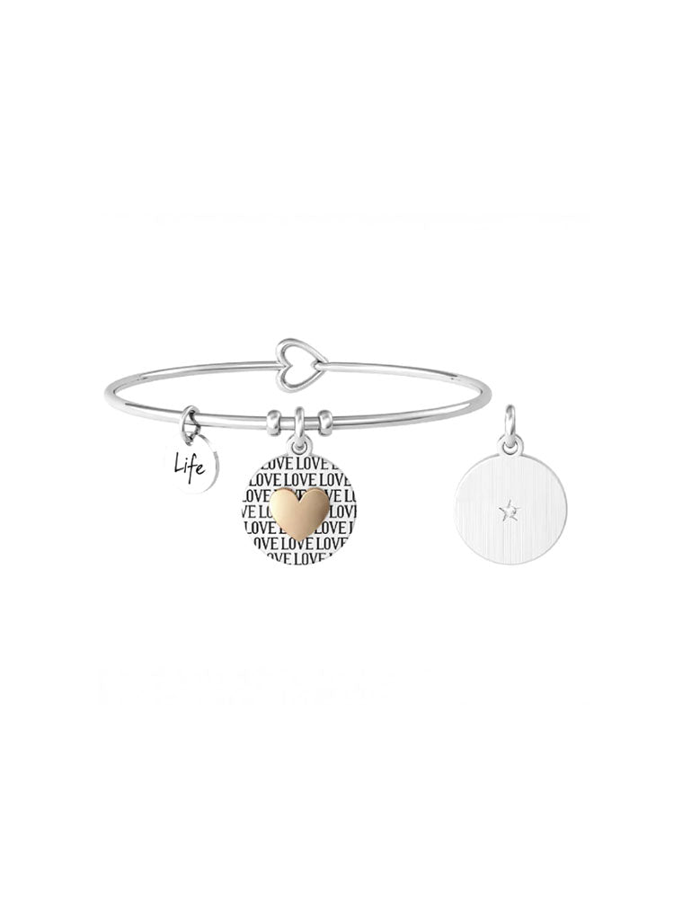 BRACCIALE DONNA - LOVE - IN ACCIAIO CON CUORE ROSATO KIDULT