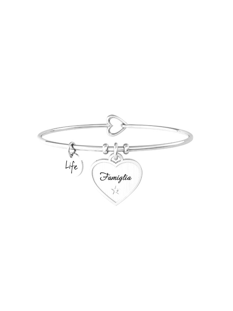 BRACCIALE DONNA RIGIDO CON CIONDOLO A CUORE FAMIGLIA KIDULT