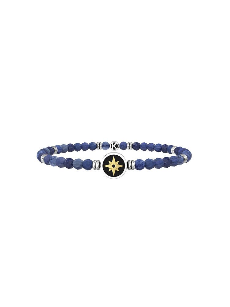 BRACCIALE UOMO ELASTICO CON AGATA BLU E ROSA DEI VENTI | LIBERO ED INTREPIDO KIDULT
