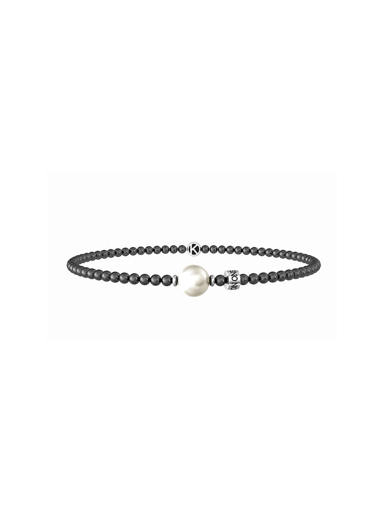 BRACCIALE UOMO ELASTICO CON SFERE IN GUNMETAL E PERLA
ONE IN A MILLION KIDULT