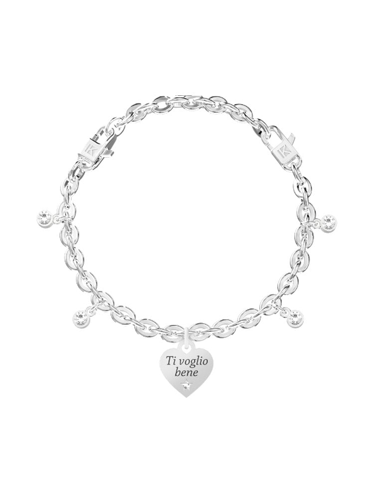 BRACCIALE DONNA REGOLABILE CON CUORE "TI VOGLIO BENE" KIDULT
