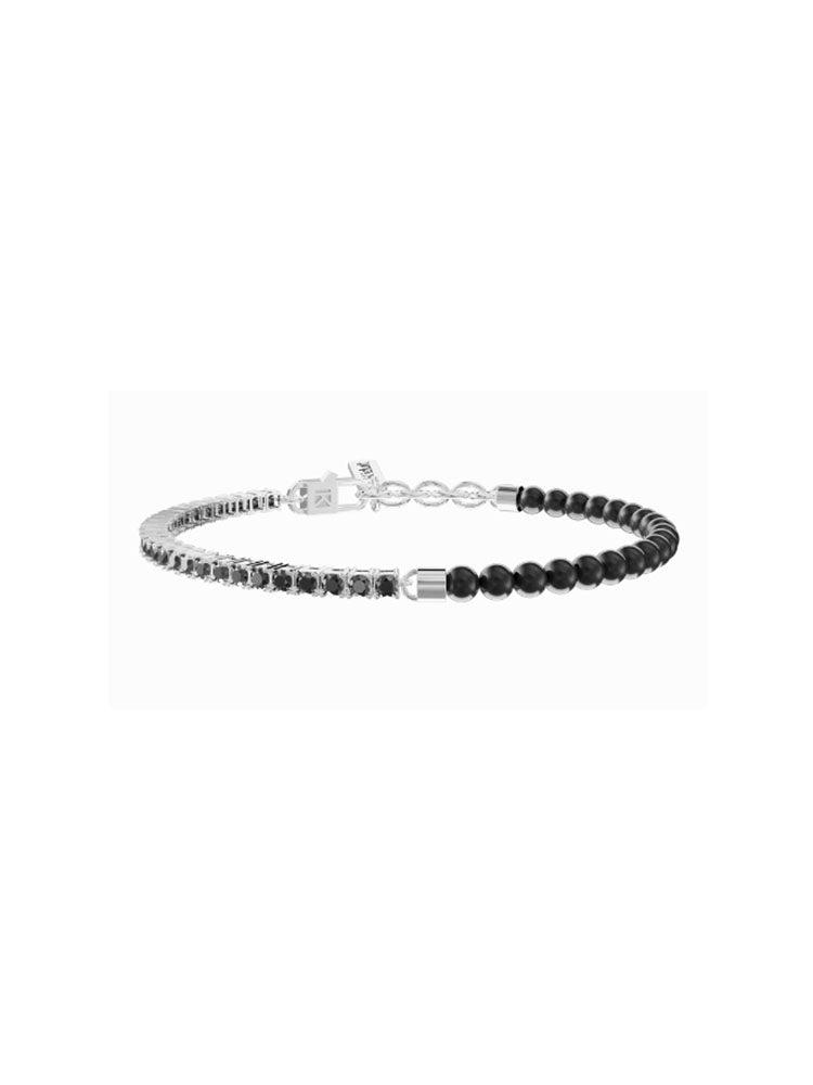 BRACCIALE UOMO CON ZIRCONI E AGATA NERA BE DIFFERENT KIDULT