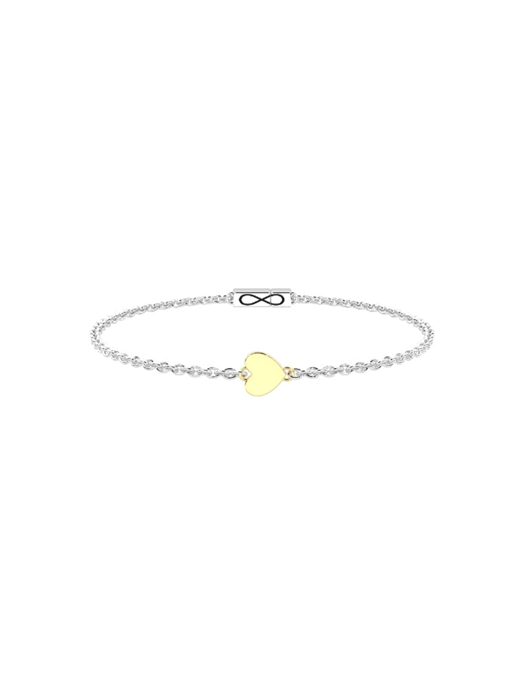BRACCIALE DONNA IN ACCIAIO CON CUORE ORO 9KT CON CHIUSURA NON REVERSIBILE KIDULT