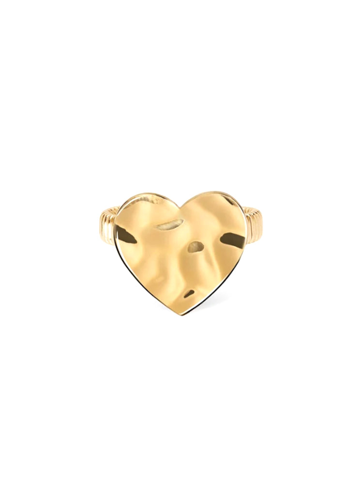 ANELLO DONNA DORATO CON CUORE MARTELLATO KIDULT