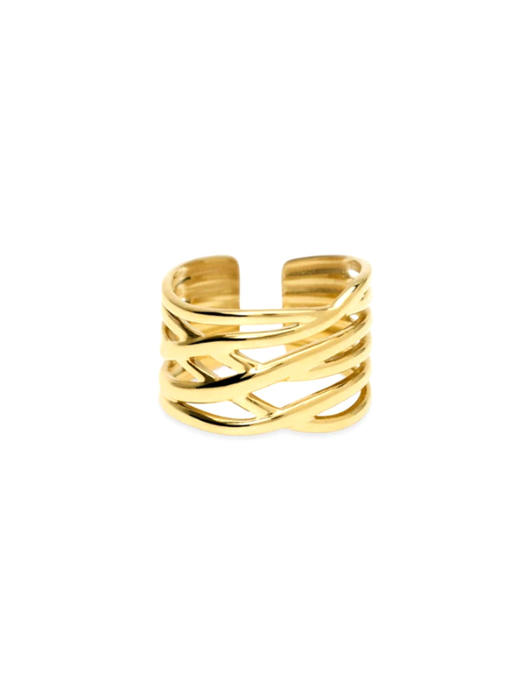 ANELLO DONNA APERTO MULTIFILO IN ACCIAIO DORATO KIDULT